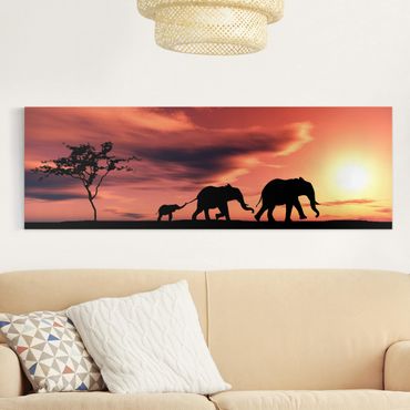 Print on canvas - Savannah Elephant Family