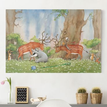 Print on canvas - Vasily Raccoon - Vasily Helps The Deer