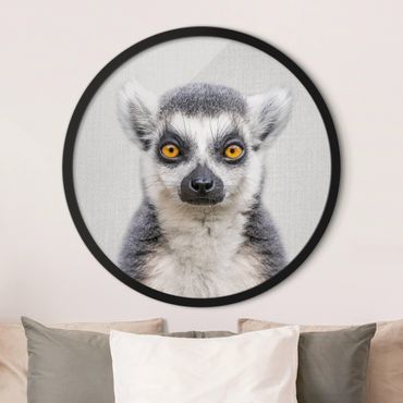 Circular framed print - Lemur Ludwig