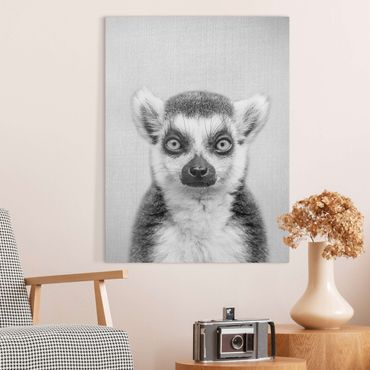 Canvas print - Lemur Ludwig Black And White - Portrait format 3:4