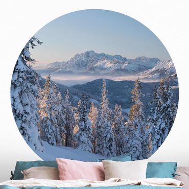 Self-adhesive round wallpaper - Leogang Mountains Austria