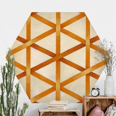 Self-adhesive hexagonal pattern wallpaper - Light And Ribbon Orange