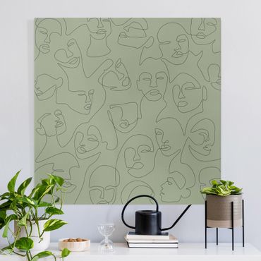 Canvas print - Line Art - Beauty Portraits In Green - Square 1:1