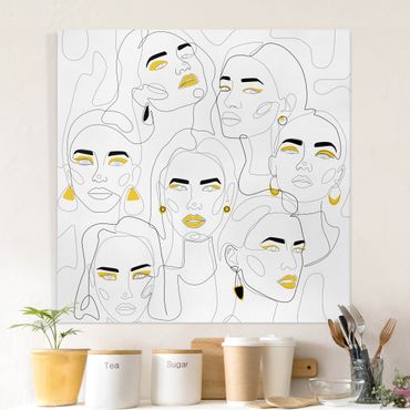 Canvas print - Line Art - Beauty Portraits In Lemon - Square 1:1