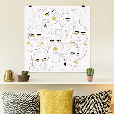Poster art print - Line Art - Beauty Portraits In Lemon