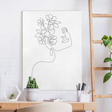 Canvas print - Line Art - Dreamy Girl Blossom - Portrait format 3:4