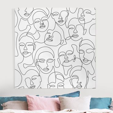 Canvas print - Line Art - Girls Crowd - Square 1:1