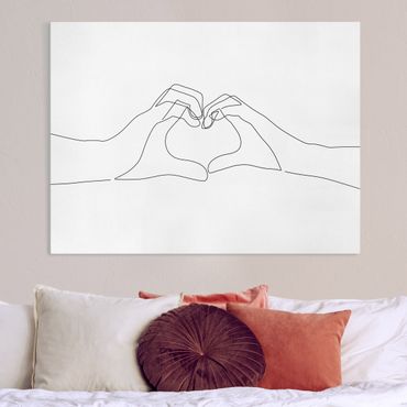 Canvas print - Line Art - Heart-shaped Hands - Landscape format 4:3