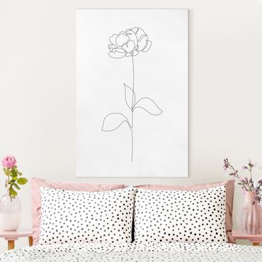 Canvas print - Line Art Flowers - Peony - Portrait format 2:3
