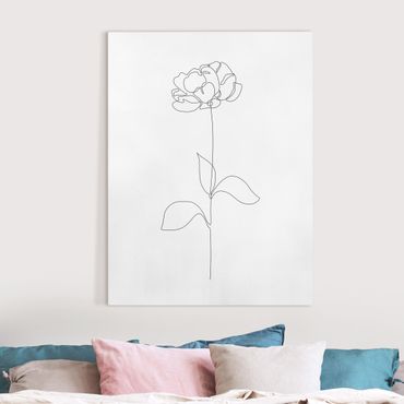 Canvas print - Line Art Flowers - Peony - Portrait format 3:4