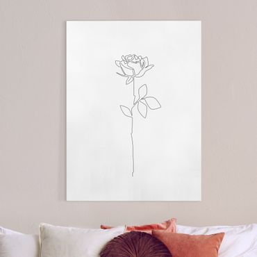 Canvas print - Line Art Flowers - Rose - Portrait format 3:4