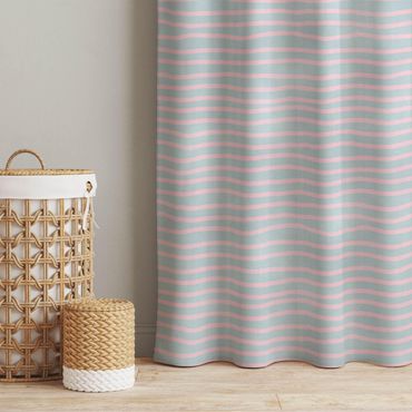 Curtain - Lines In Mint Green And Light Pink