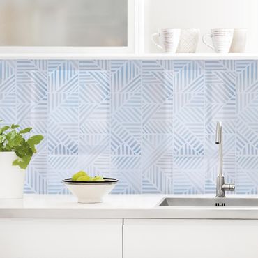 Kitchen wall cladding - Line Pattern Colour Gradient In Blue