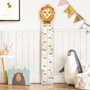 Wooden height chart for kids - Lion with custom name