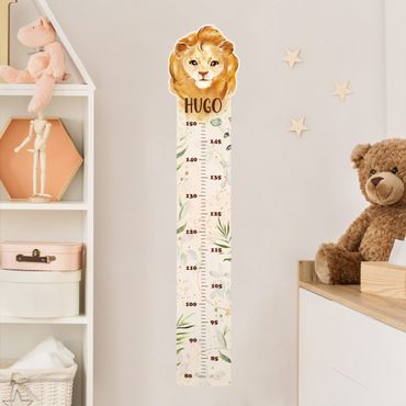 Wall sticker height chart for kids - Lion with custom name