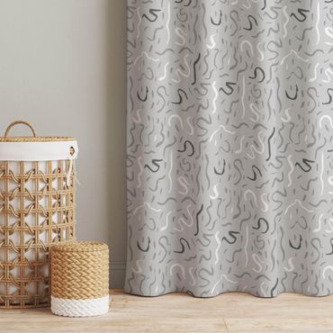 Curtain - Paper Streamer Pattern - Grey