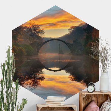 Self-adhesive hexagonal pattern wallpaper - Fairytale Bridge