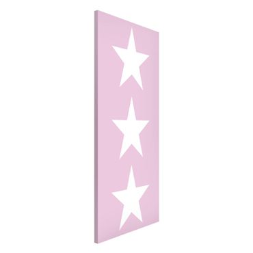 Magnetic memo board - Big White Stars on Pink
