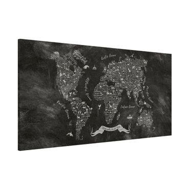 Magnetic memo board - Chalk Typography World Map