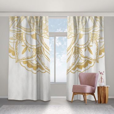 Curtain - Mandala Flower Semicircle Gold White