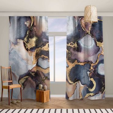 Curtain - Marble Watercolour With Gold