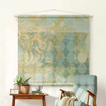 Tapestry - Moroccan Collage In Gold And Turquoise