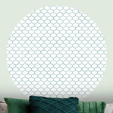 Self-adhesive round wallpaper - Moroccan Watercolour Line Pattern