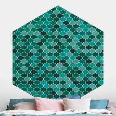 Self-adhesive hexagonal pattern wallpaper - Moroccan Watercolour Pattern