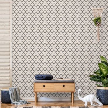 Wallpaper - Moroccan Pattern With Ornaments Gray