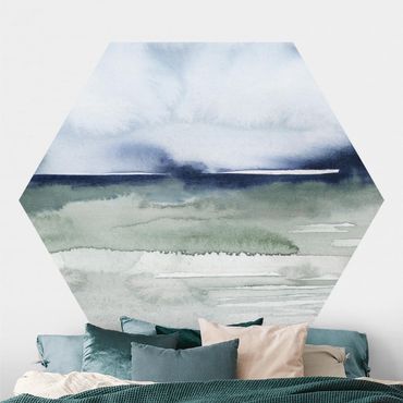 Self-adhesive hexagonal pattern wallpaper - Ocean Waves I