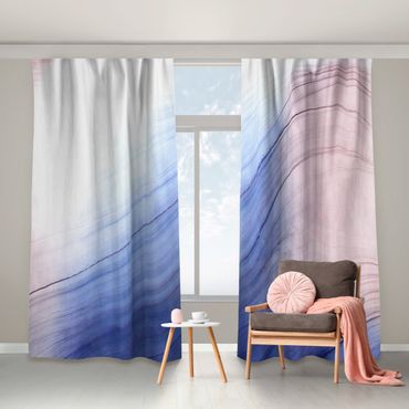 Curtain - Mottled Colours Blue With Light Pink