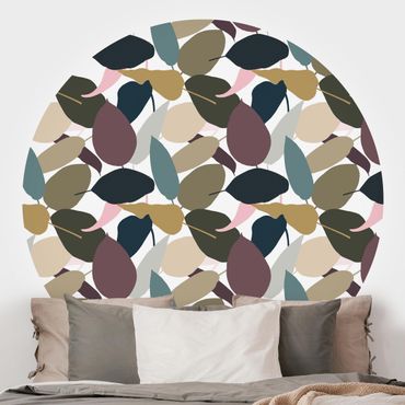 Self-adhesive round wallpaper - Modern Tropical Pattern
