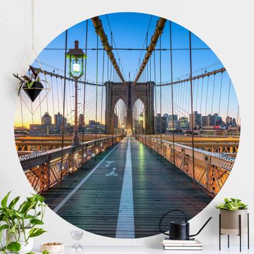 Self-adhesive round wallpaper - Dawn On The Brooklyn Bridge