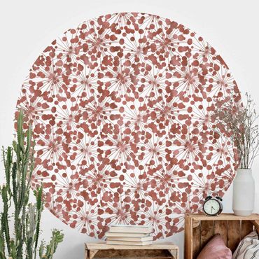 Self-adhesive round wallpaper - Natural Pattern Dandelion With Dots Copper