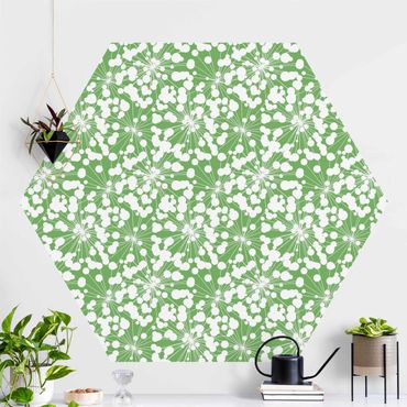 Self-adhesive hexagonal pattern wallpaper - Natural Pattern Dandelion With Dots In Front Of Green