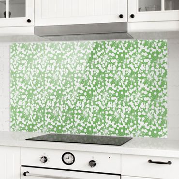 Splashback - Natural Pattern Dandelion With Dots In Front Of Green - Landscape format 2:1