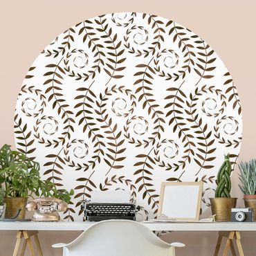Self-adhesive round wallpaper - Natural Pattern Tendrils In Brown