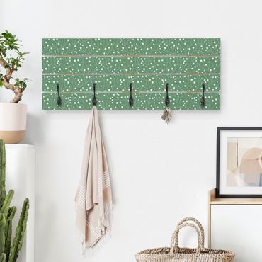 Wooden coat rack - Natural Pattern Growth With Dots On Green