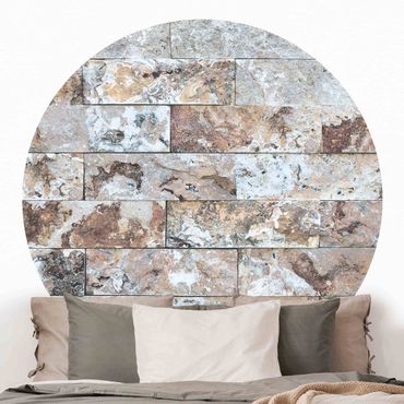 Self-adhesive round wallpaper kitchen - Natural Marble Stone Wall