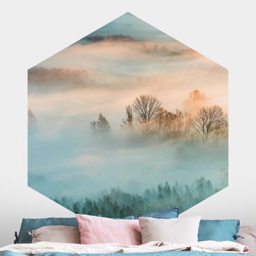 Self-adhesive hexagonal pattern wallpaper - Fog At Sunrise