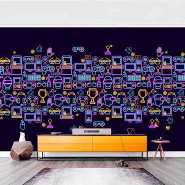 Wallpaper - Neon Gaming Symbols