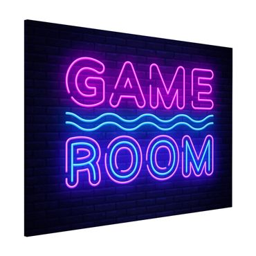 Magnetic memo board - Neon Text Game Room - Landscape format 4:3
