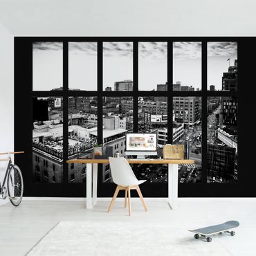 Wallpaper - New York Window View Black And White