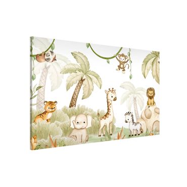 Magnetic memo board - Cute savannah animals at the edge of the jungle