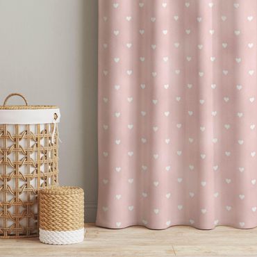 Curtain - No.YK59 White Hearts On Light Pink