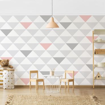 Wallpaper - No.YK65 Triangles Grey White Pink
