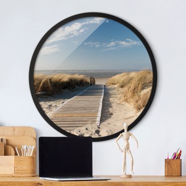 Circular framed print - Baltic Sea Beach