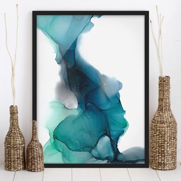 Framed poster - Drops Of Ocean Tourquoise With Gold