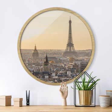 Circular framed print - Paris at Dawn