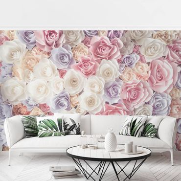 Wallpaper - Pastel Paper Art Roses